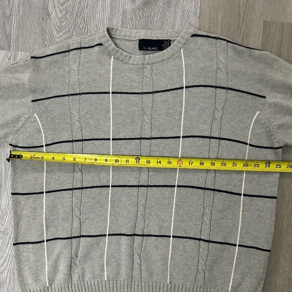 Vntg Gray Plaid Grandpacore Sweater Mens XL Cable Knit Preppy Academia Old Money